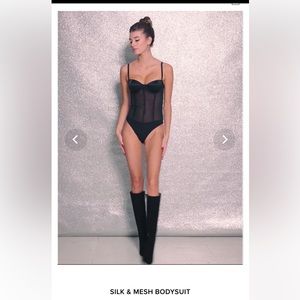 Fleur du mail silk mesh bodysuit no straps